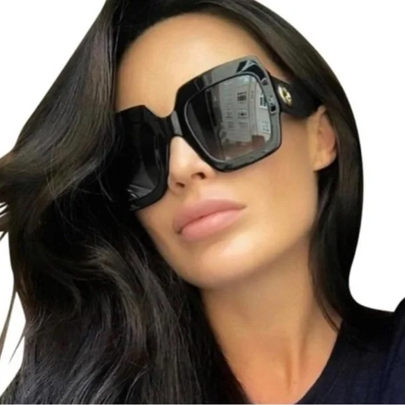 GUCCI black oversized square glitter sunglasses - Picture 1 of 7